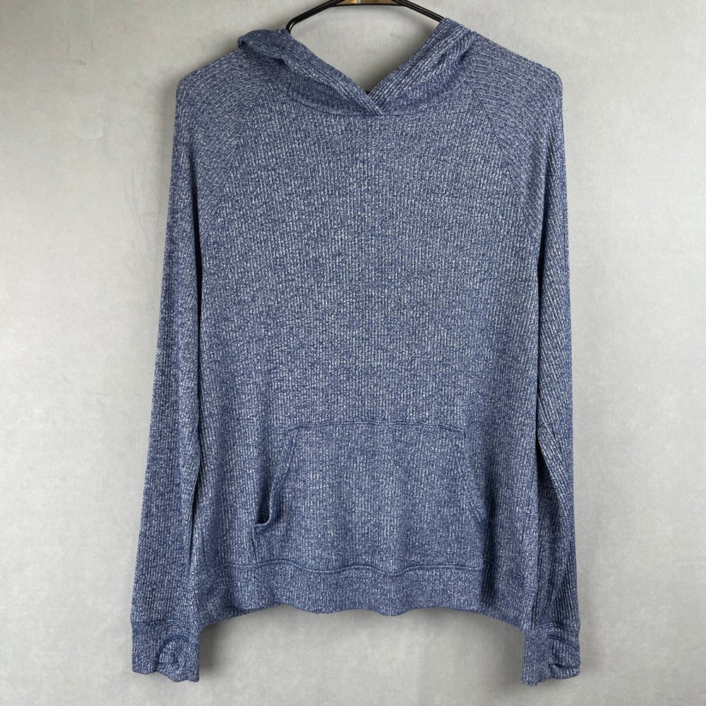 Athleta Girl Blue Space Dye Rib Tulip Cross Back Soft Hoodie XXL 16 Sporty Dance
